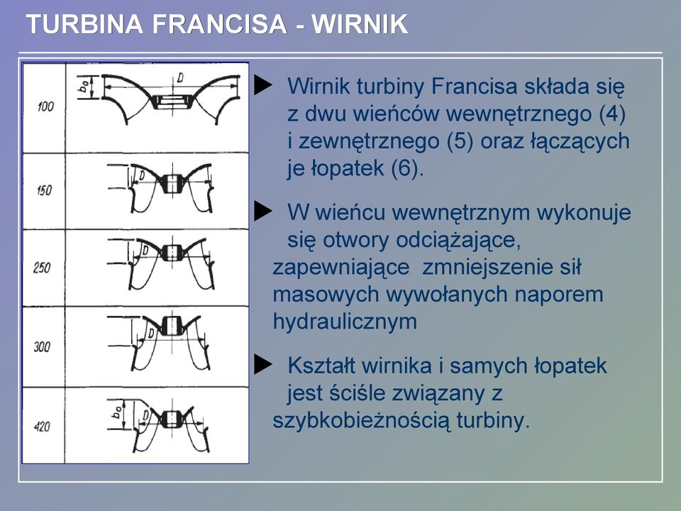 W wieńcu wewnętrznym wykonuje się otwory odciążające, zapewniające zmniejszenie sił