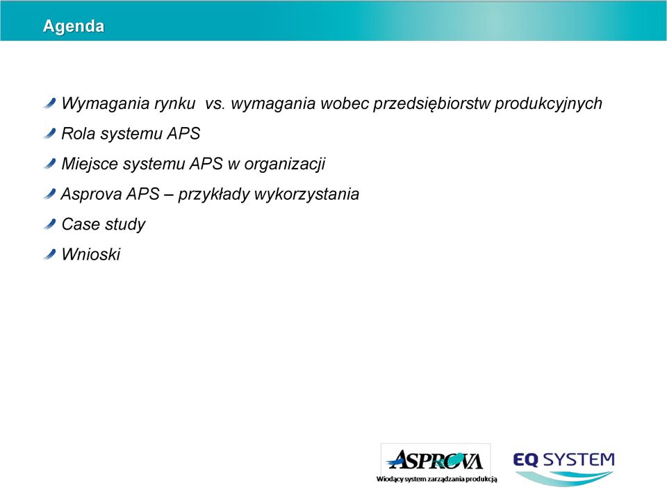 produkcyjnych Rola systemu APS Miejsce