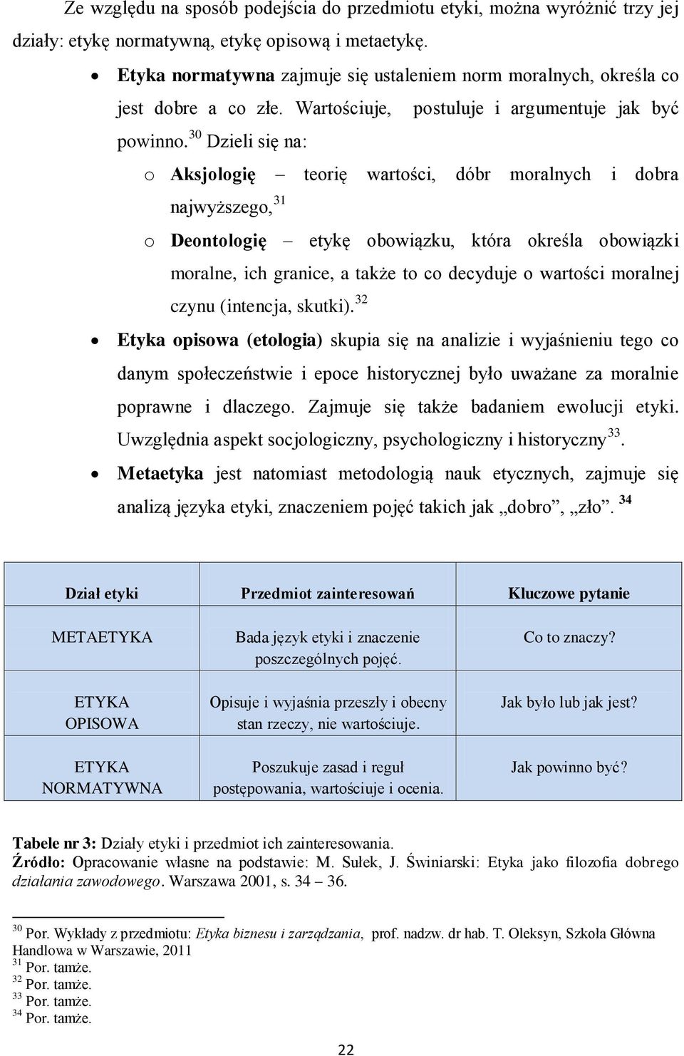 30 Dzieli się na: o Aksjologię teorię wartości, dóbr moralnych i dobra najwyższego, 31 o Deontologię etykę obowiązku, która określa obowiązki moralne, ich granice, a także to co decyduje o wartości