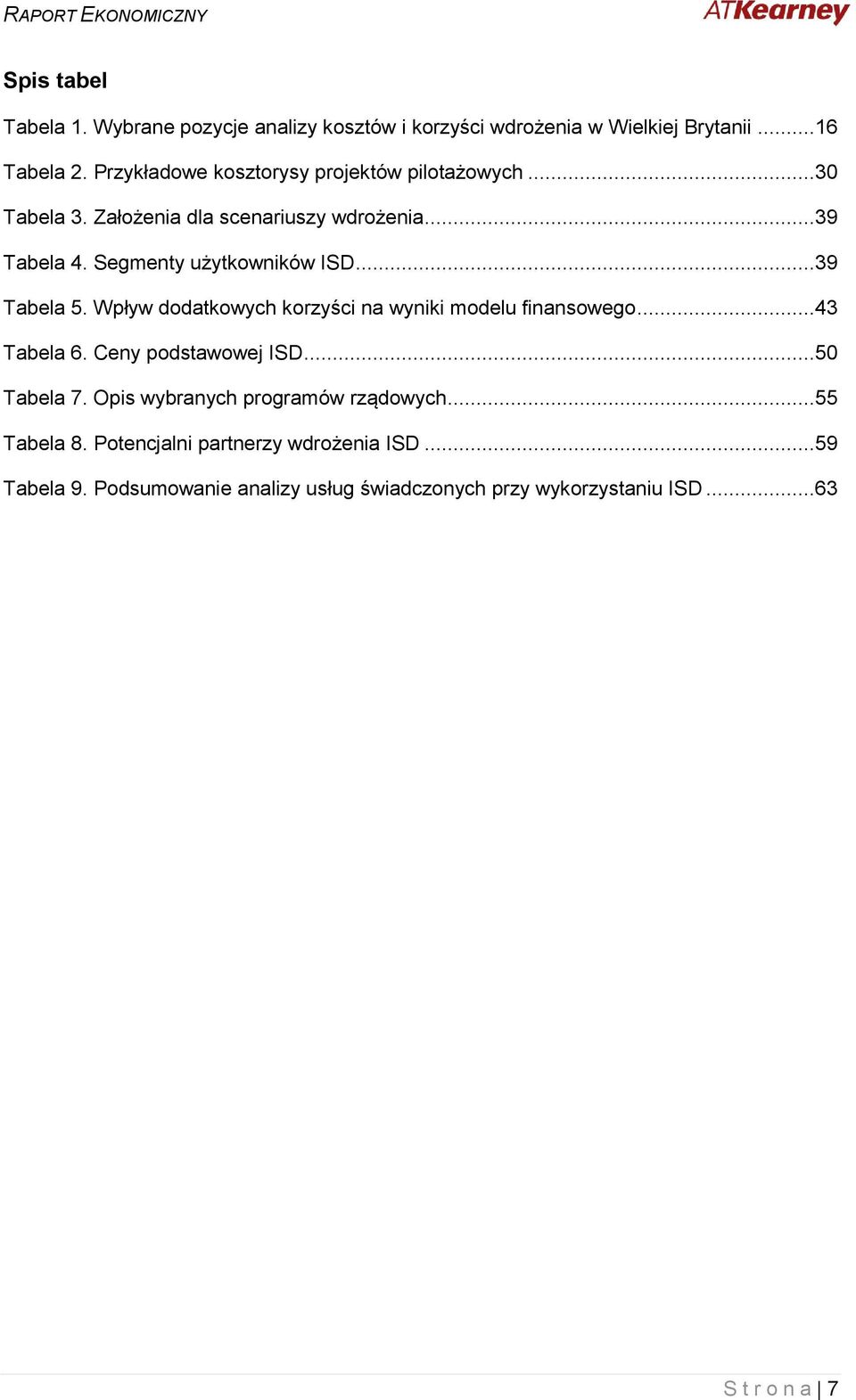..39 Tabela 5. Wpływ dodatkowych korzyści na wyniki modelu finansowego...43 Tabela 6. Ceny podstawowej ISD...50 Tabela 7.