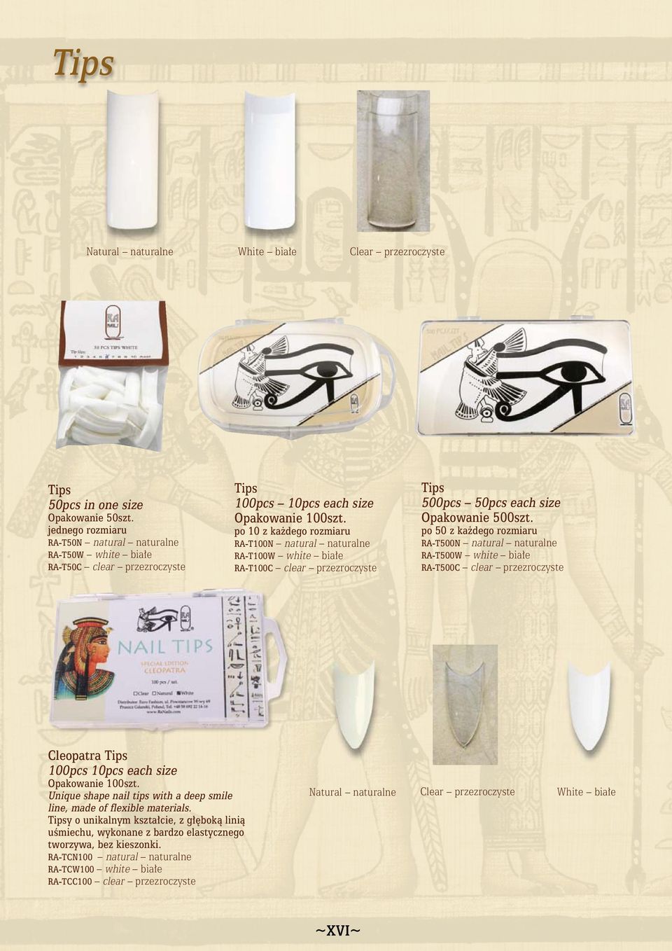 po 10 z każdego rozmiaru RA-T100N natural naturalne RA-T100W white białe RA-T100C clear przezroczyste Tips 500pcs 50pcs each size Opakowanie 500szt.