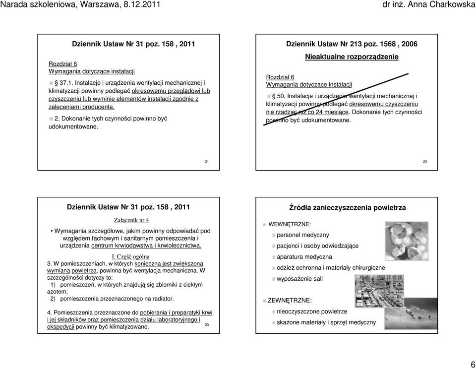 2. Dokonanie tych czynności powinno być udokumentowane. Dziennik Ustaw Nr 213 poz. 1568, 2006 Nieaktualne rozporządzenie Rozdział 6 Wymagania dotyczące instalacji 50.