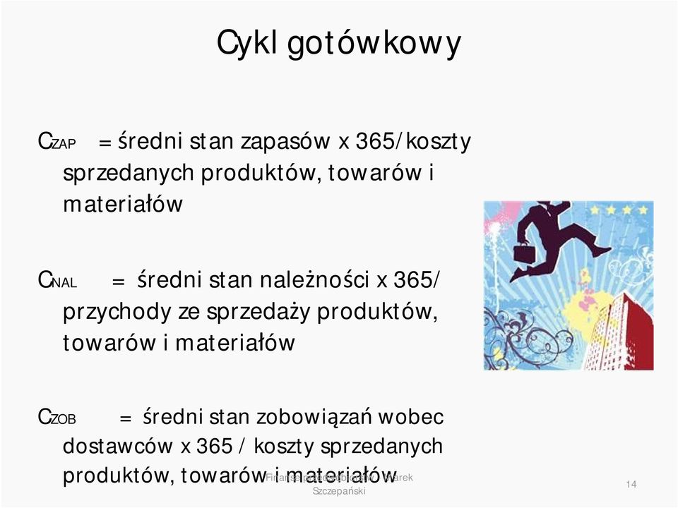 produktów, towarów i materiałów CZOB = średni stan zobowiązań wobec dostawców x