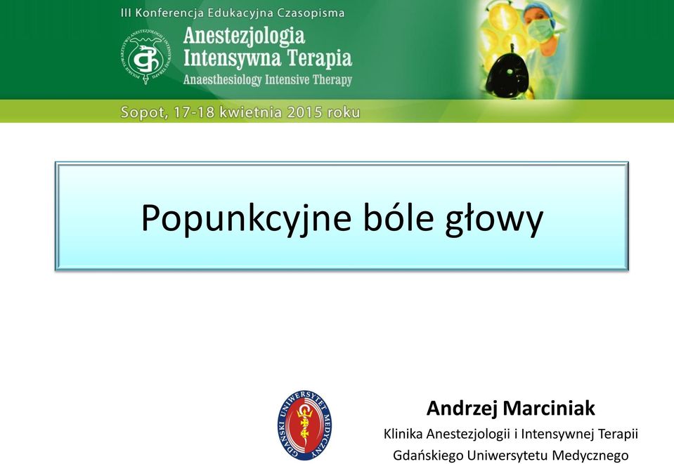 Anestezjologii i Intensywnej