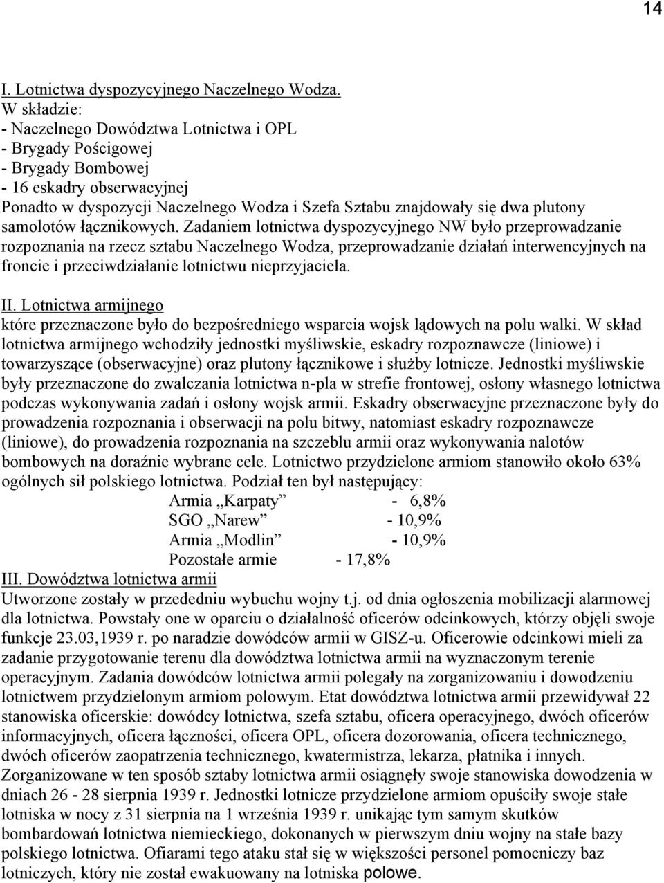 samolotów łącznikowych.