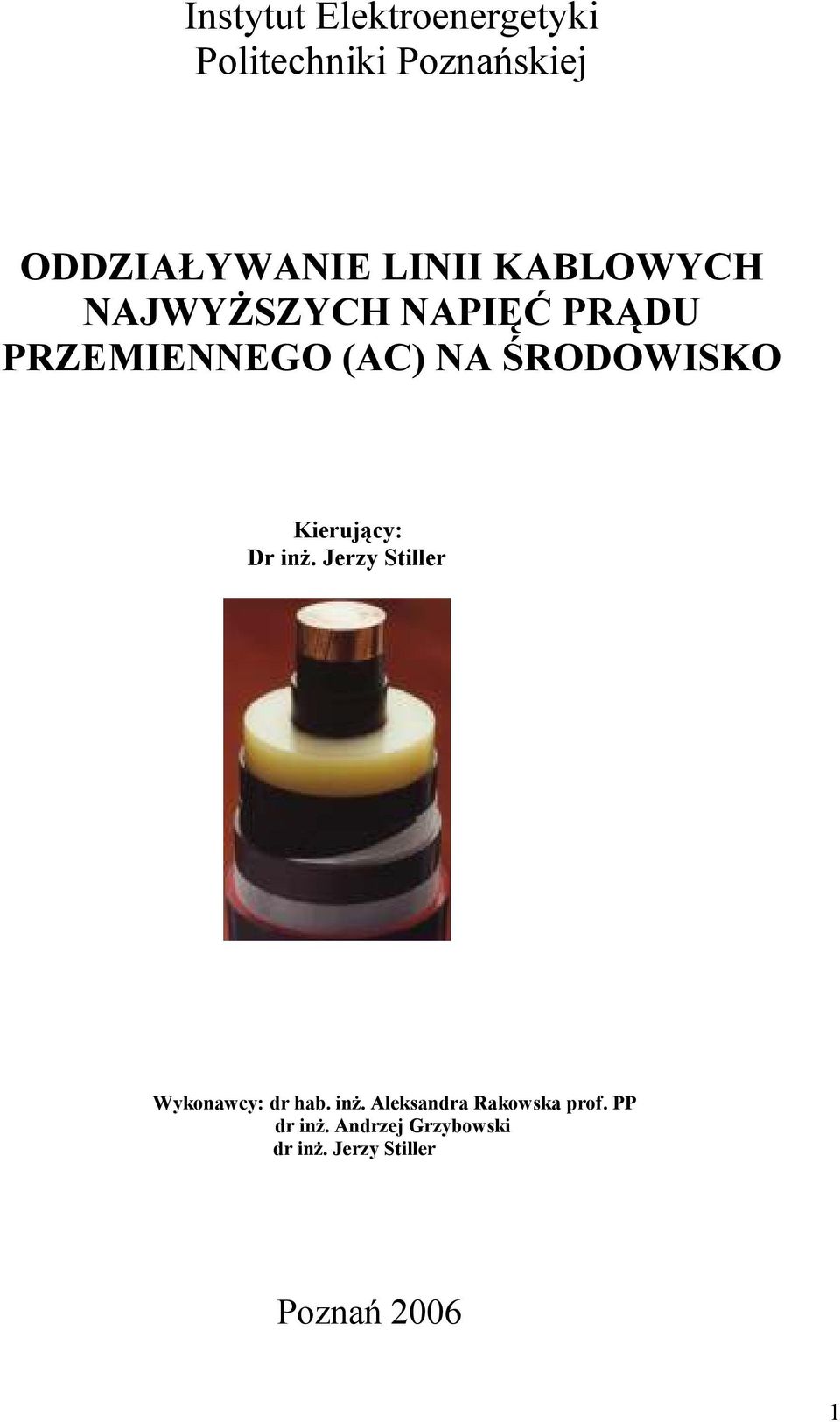 Kierujący: Dr inŝ. Jerzy Stiller Wykonawcy: dr hab. inŝ. Aleksandra Rakowska prof.