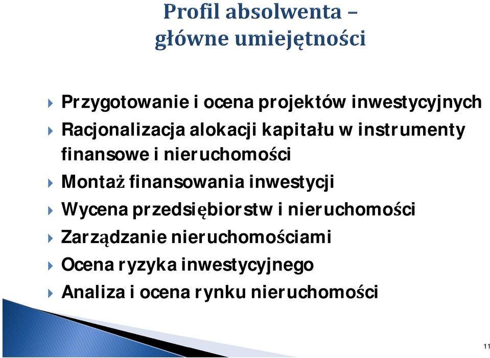 finansowania inwestycji Wycena przedsibiorstw i nieruchomoci