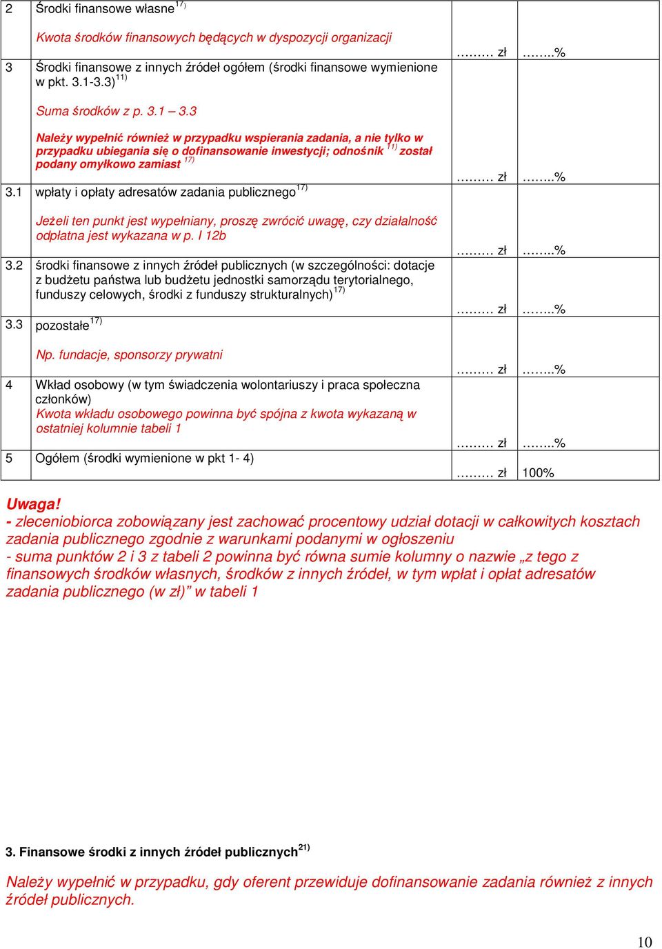 1 wpłaty i opłaty adresatów zadania publicznego 17) Jeżeli ten punkt jest wypełniany, proszę zwrócić uwagę, czy działalność odpłatna jest wykazana w p. I 12b zł..% 3.