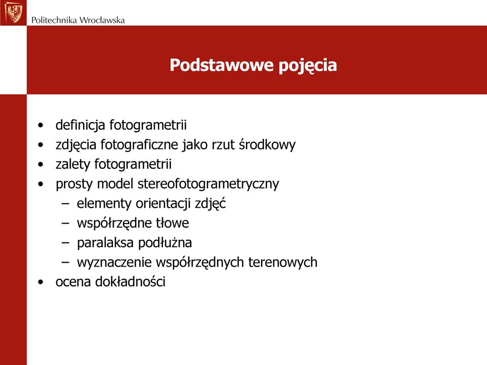 stereofotogrametryczny elementy orientacji zdjęć współrzędne