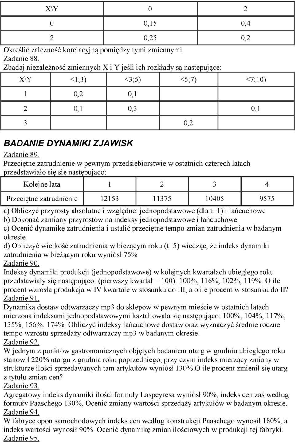 Przeciętne zatrudnienie w pewnym przedsiębiorstwie w ostatnich czterech latach przedstawiało się się następująco: Kolejne lata 2 3 4 Przeciętne zatrudnienie 253 375 0405 9575 a) Obliczyć przyrosty