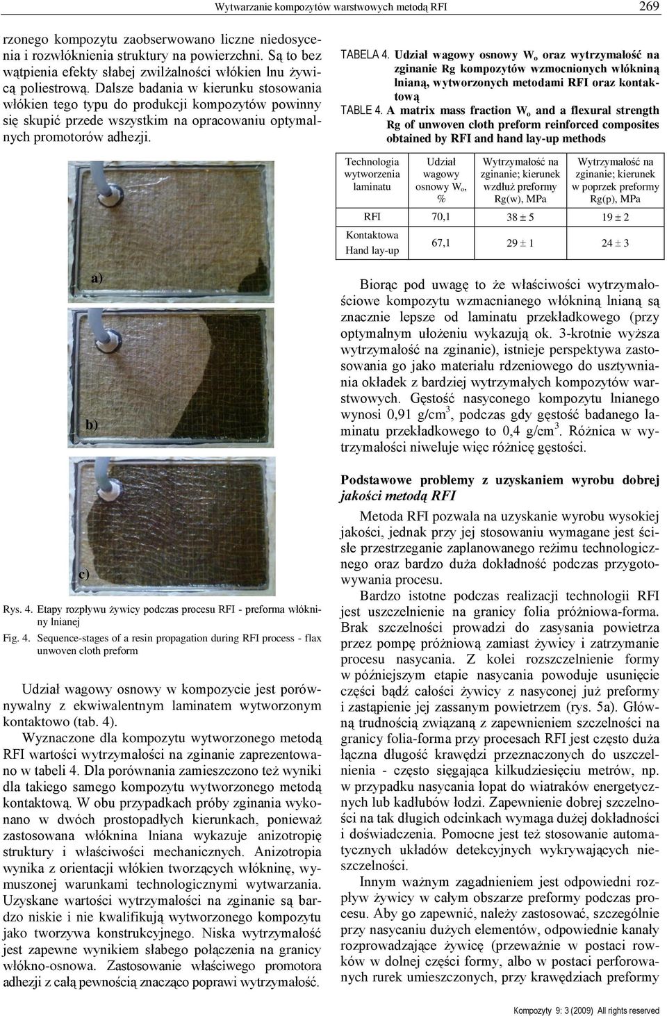 Dalsze badania w kierunku stosowania włókien tego typu do produkcji kompozytów powinny się skupić przede wszystkim na opracowaniu optymalnych promotorów adhezji. TABELA 4.
