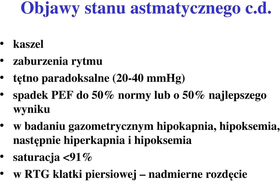 50% normy lub o 50% najlepszego wyniku w badaniu gazometrycznym