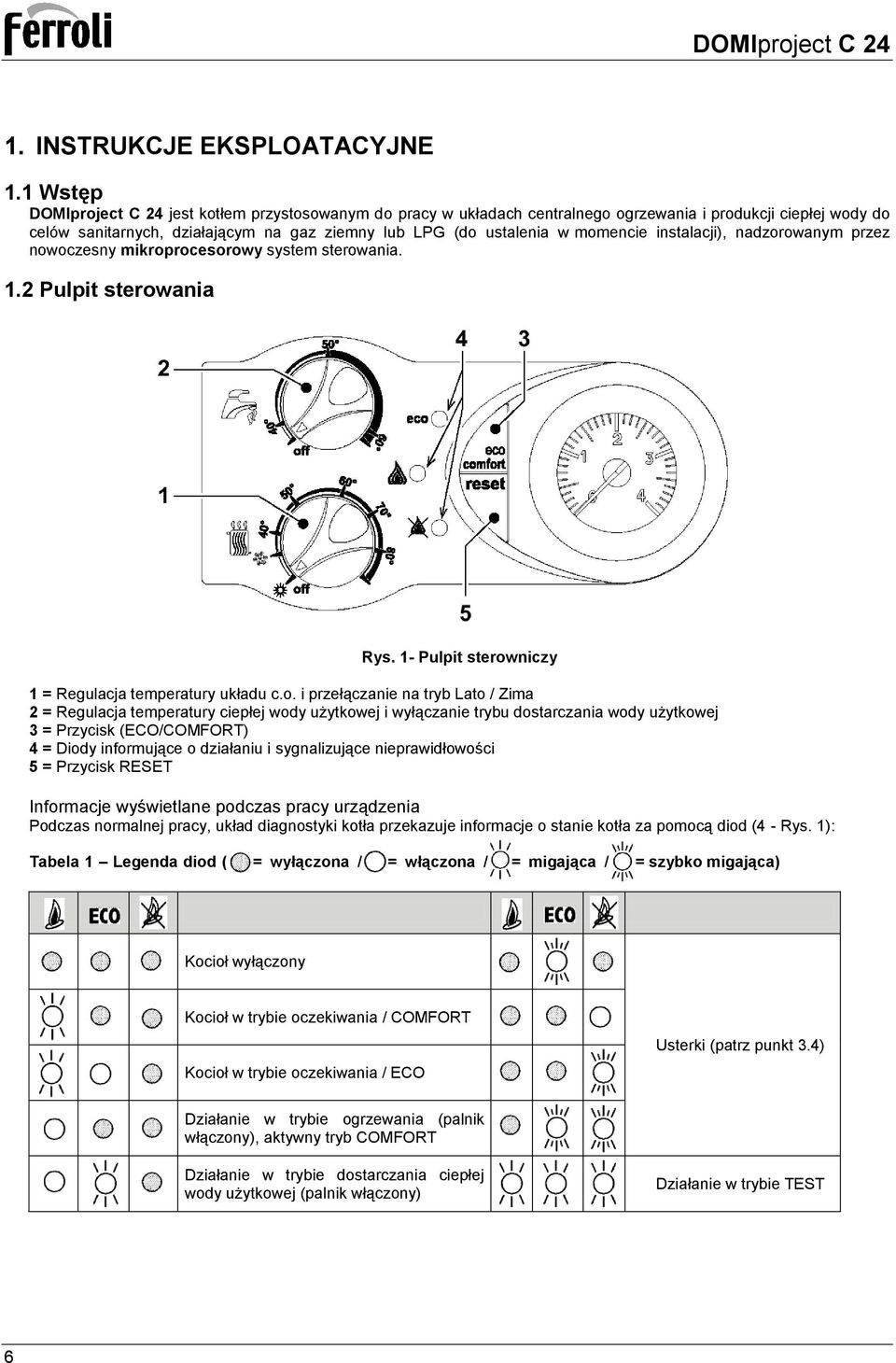 momencie instalacji), nadzorowanym przez nowoczesny mikroprocesorowy system sterowania. 1.2 Pulpit sterowania Rys. 1- Pulpit sterowniczy 1 = Regulacja temperatury układu c.o. i przełączanie na tryb