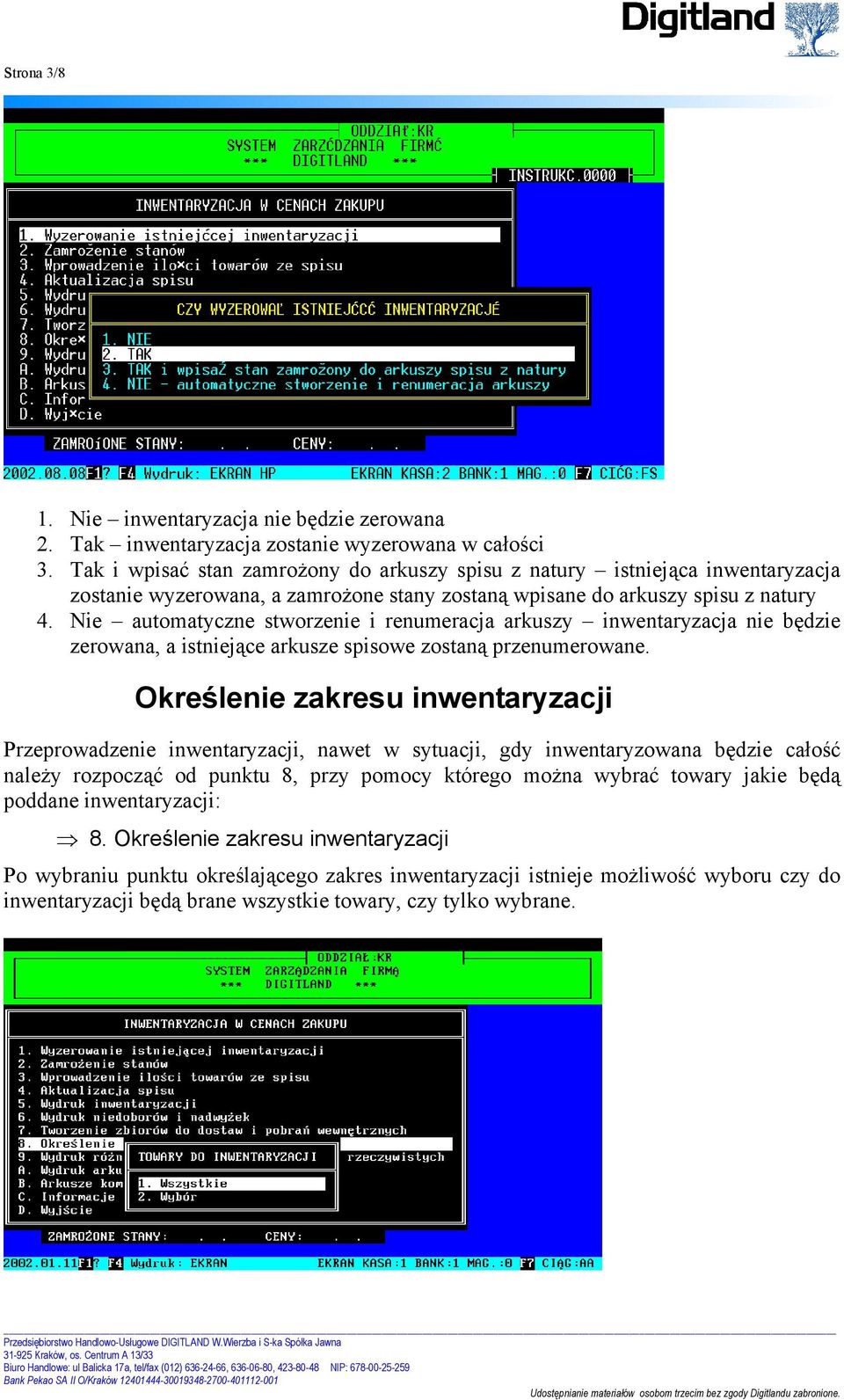 Nie automatyczne stworzenie i renumeracja arkuszy inwentaryzacja nie będzie zerowana, a istniejące arkusze spisowe zostaną przenumerowane.