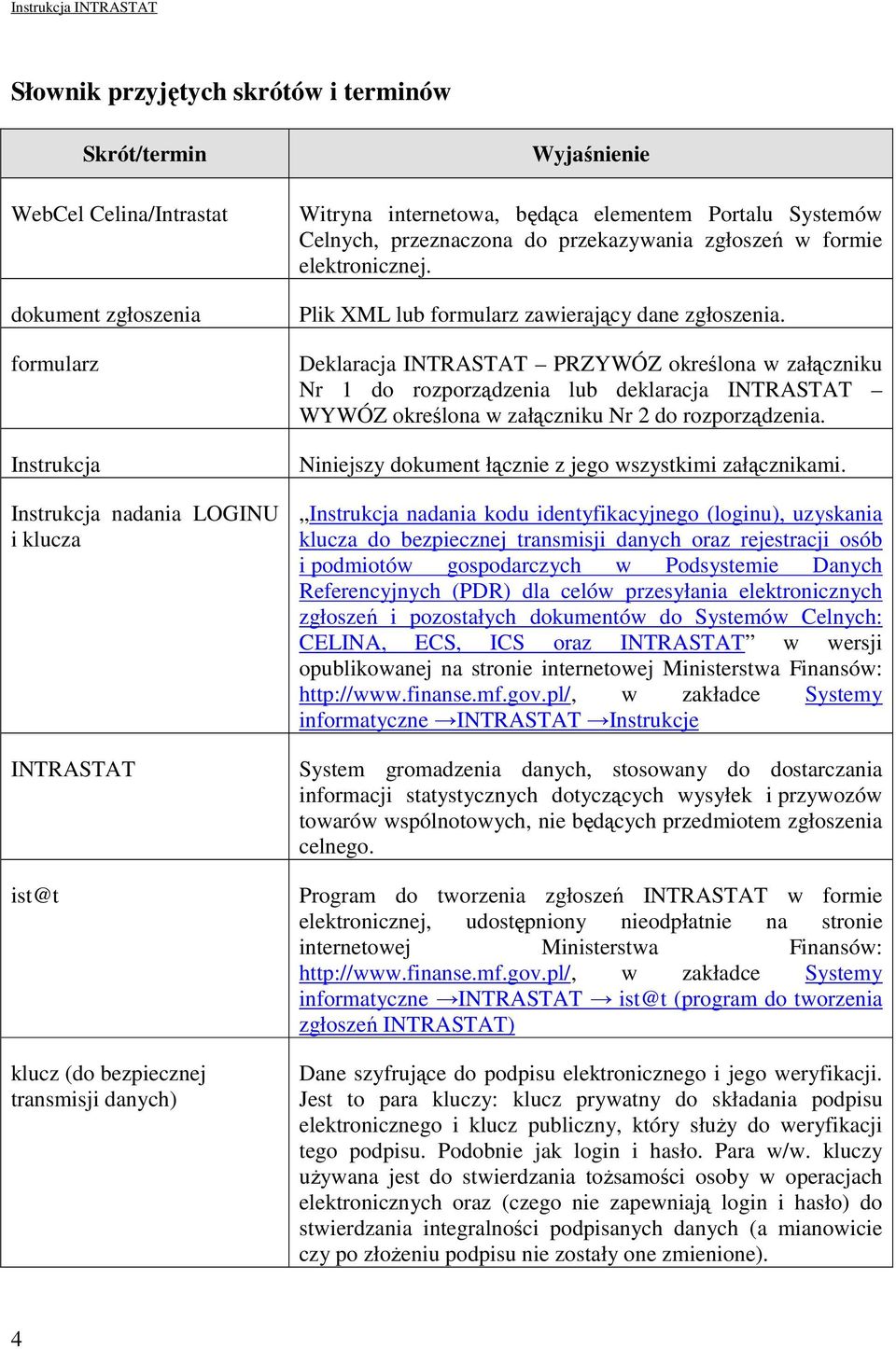 Deklaracja INTRASTAT PRZYWÓZ określona w załączniku Nr 1 do rozporządzenia lub deklaracja INTRASTAT WYWÓZ określona w załączniku Nr 2 do rozporządzenia.