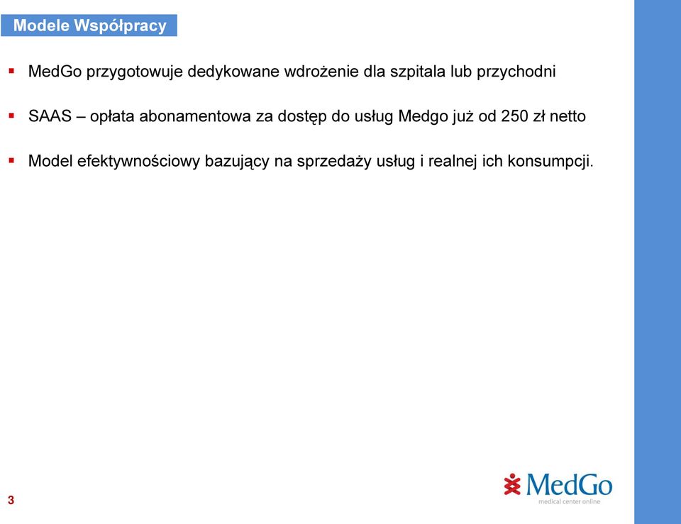 dostęp do usług Medgo już od 250 zł netto Model