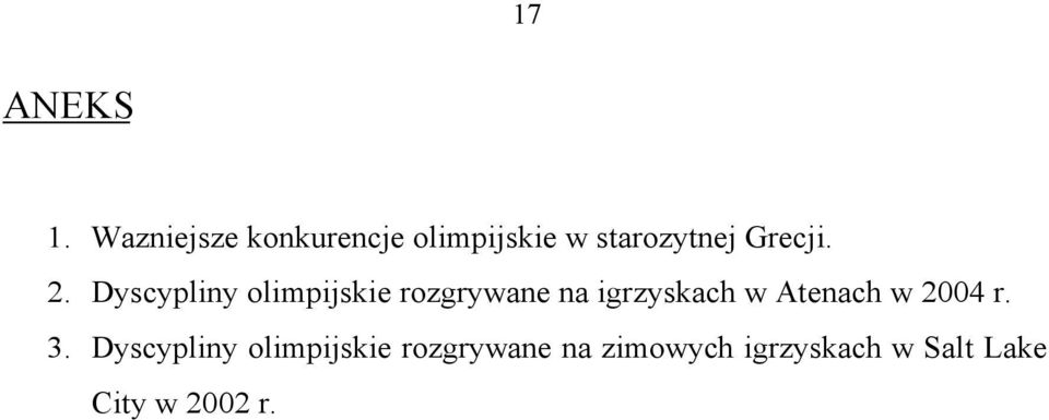 2. Dyscypliny olimpijskie rozgrywane na igrzyskach w