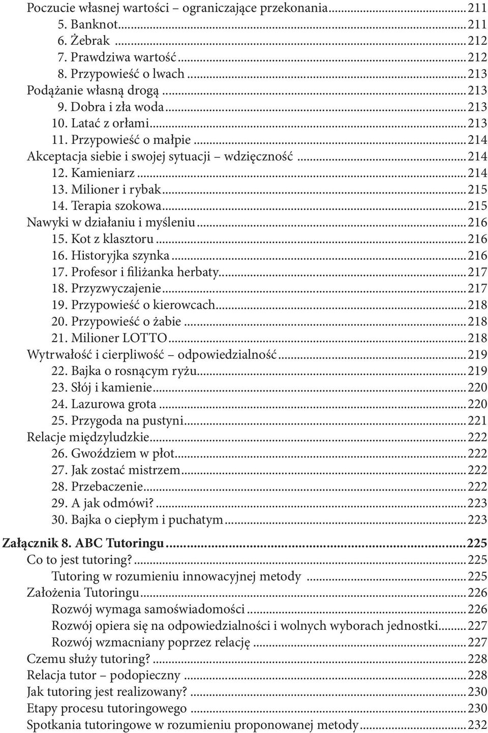 ..215 Nawyki w działaniu i myśleniu...216 15. Kot z klasztoru...216 16. Historyjka szynka...216 17. Profesor i filiżanka herbaty...217 18. Przyzwyczajenie...217 19. Przypowieść o kierowcach...218 20.