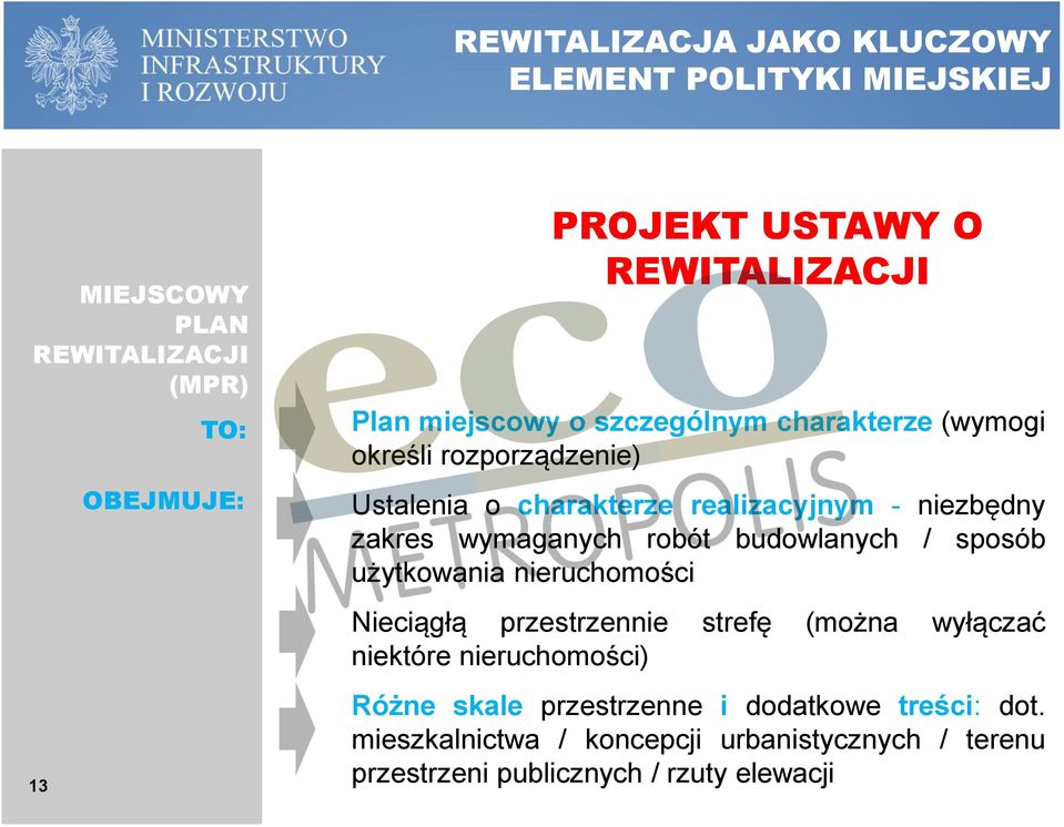 użytkowania nieruchomości Nieciągłą przestrzennie strefę (można wyłączać niektóre nieruchomości) Różne skale