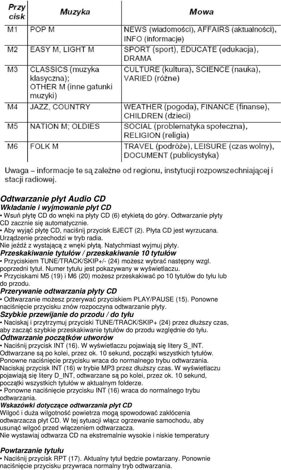 Przeskakiwanie tytułów / przeskakiwanie 10 tytułów Przyciskiem TUNE/TRACK/SKIP+/- (24) możesz wybrać następny wzgl. poprzedni tytuł. Numer tytułu jest pokazywany w wyświetlaczu.