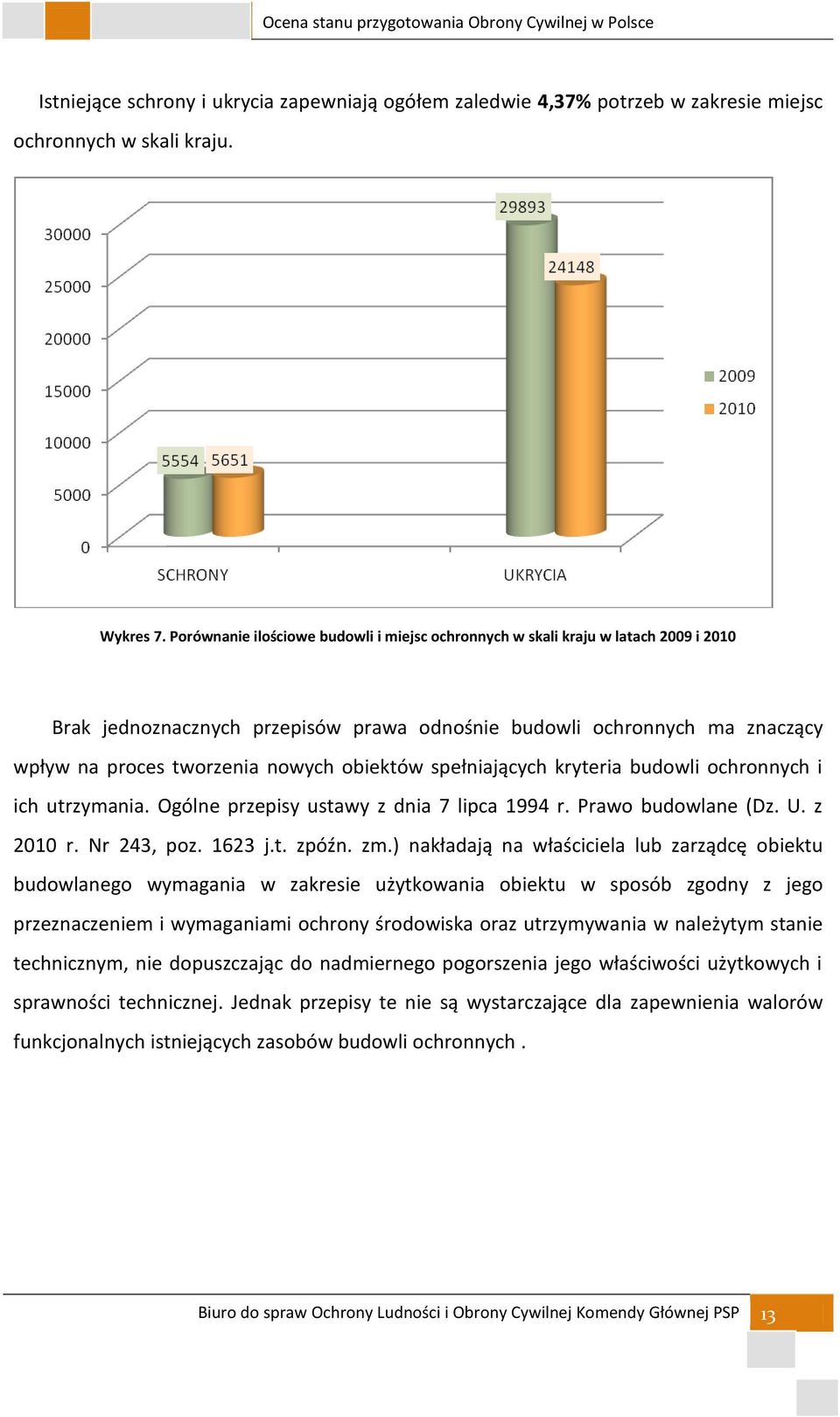 obiektów spełniających kryteria budowli ochronnych i ich utrzymania. Ogólne przepisy ustawy z dnia 7 lipca 1994 r. Prawo budowlane (Dz. U. z 2010 r. Nr 243, poz. 1623 j.t. zpóźn. zm.