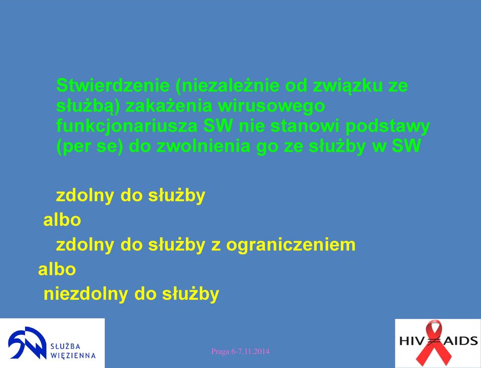 se) do zwolnienia go ze służby w SW zdolny do służby albo