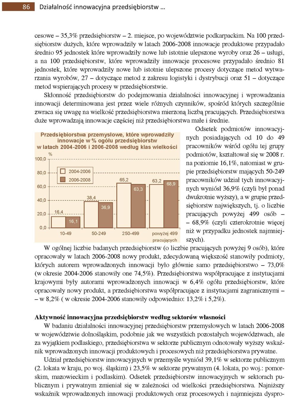 przedsiębiorstw, które wprowadziły innowacje procesowe przypadało średnio 81 jednostek, które wprowadziły nowe lub istotnie ulepszone procesy dotyczące metod wytwarzania wyrobów, 27 dotyczące metod z