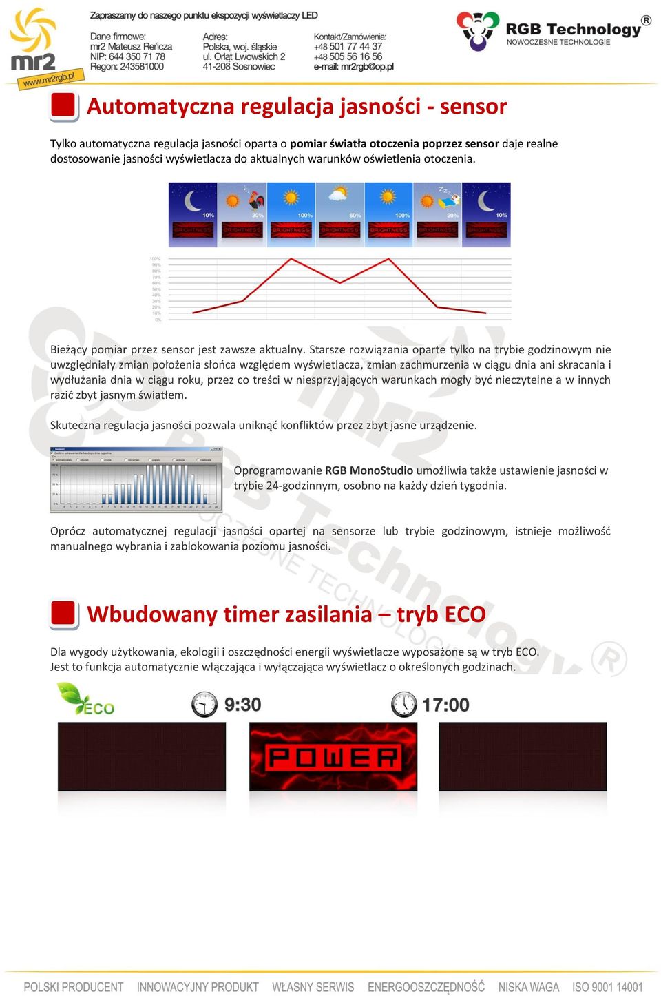 Starsze rozwiązania oparte tylko na trybie godzinowym nie uwzględniały zmian położenia słooca względem wyświetlacza, zmian zachmurzenia w ciągu dnia ani skracania i wydłużania dnia w ciągu roku,