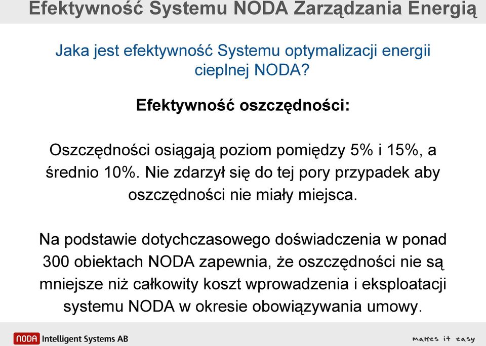 Nie zdarzył się do tej pory przypadek aby oszczędności nie miały miejsca.