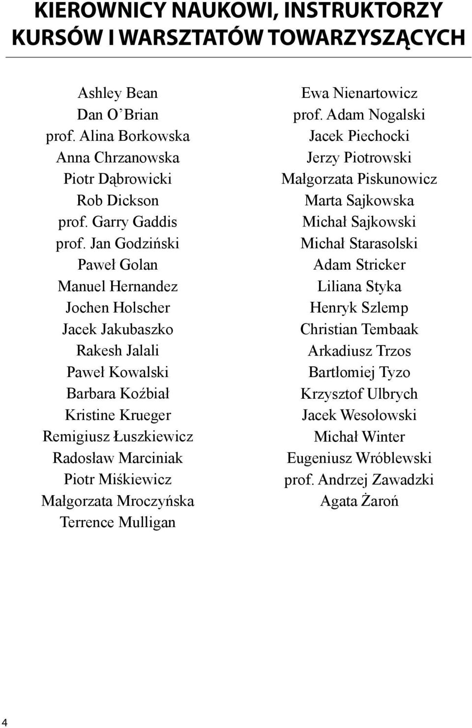 Miśkiewicz Małgorzata Mroczyńska Terrence Mulligan Ewa Nienartowicz prof.