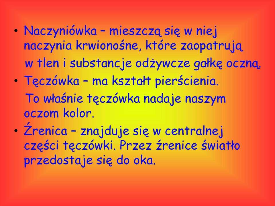 To właśnie tęczówka nadaje naszym oczom kolor.