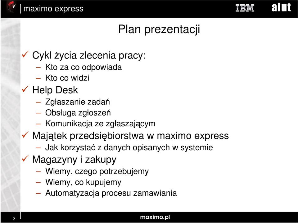 przedsiębiorstwa w maximo express Jak korzystać z danych opisanych w systemie