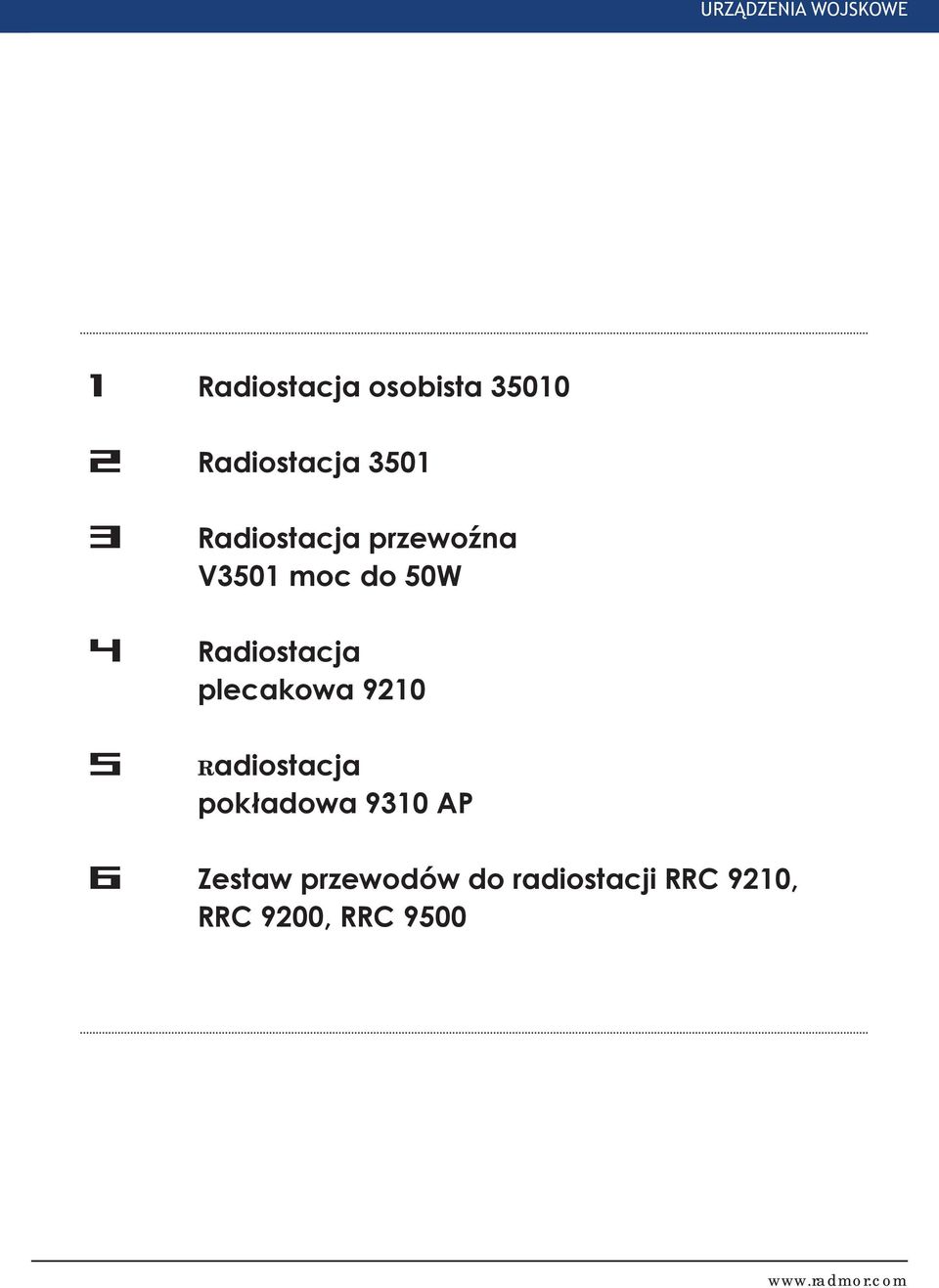 4 Radiostacja plecakowa 9210 5 Radiostacja pokładowa 9310