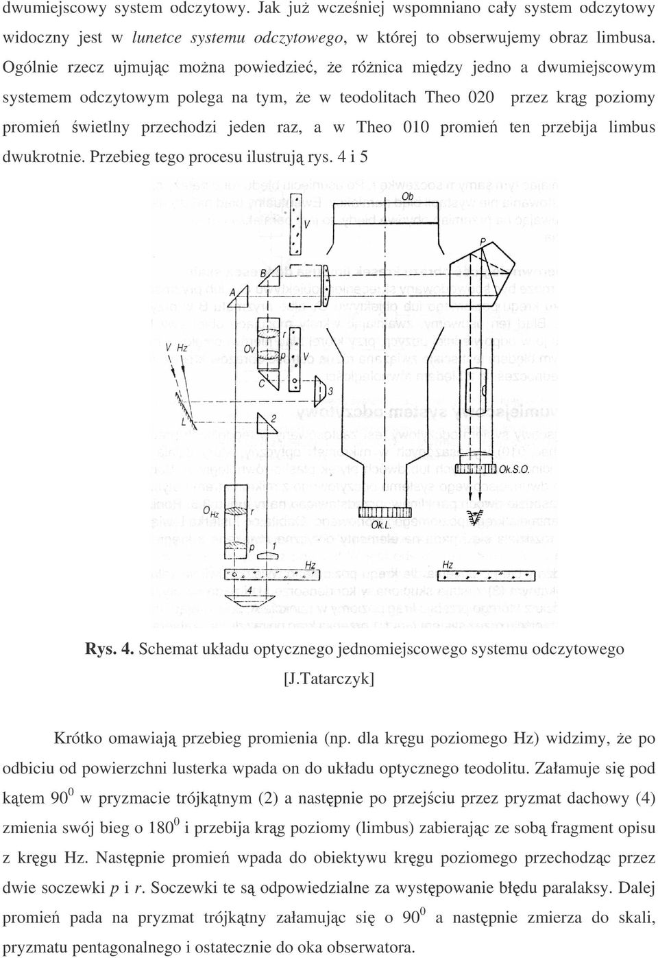 010 promie ten przebija limbus dwukrotnie. Przebieg tego procesu ilustruj rys. 4 i 5 Rys. 4. Schemat układu optycznego jednomiejscowego systemu odczytowego [J.