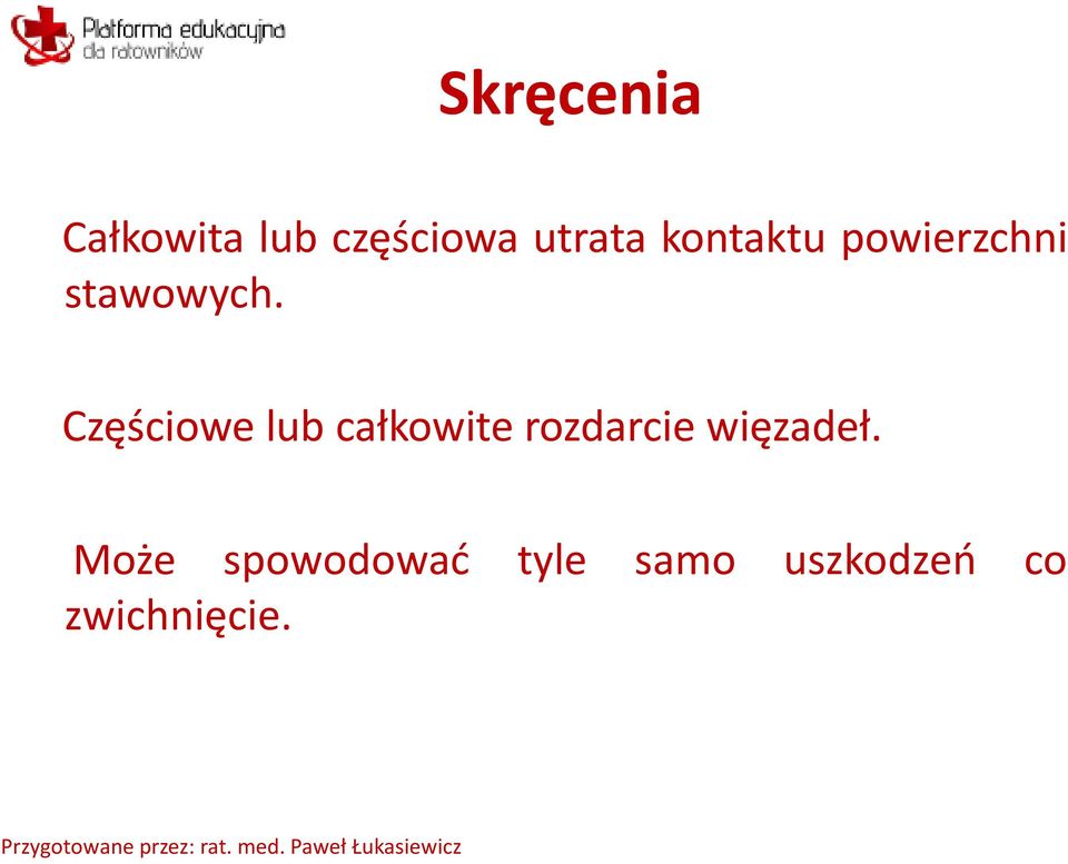 Częściowe lub całkowite rozdarcie