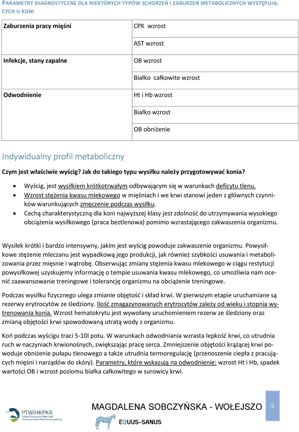 Wyścig, jest wysiłkiem krótkotrwałym odbywającym się w warunkach deficytu tlenu.