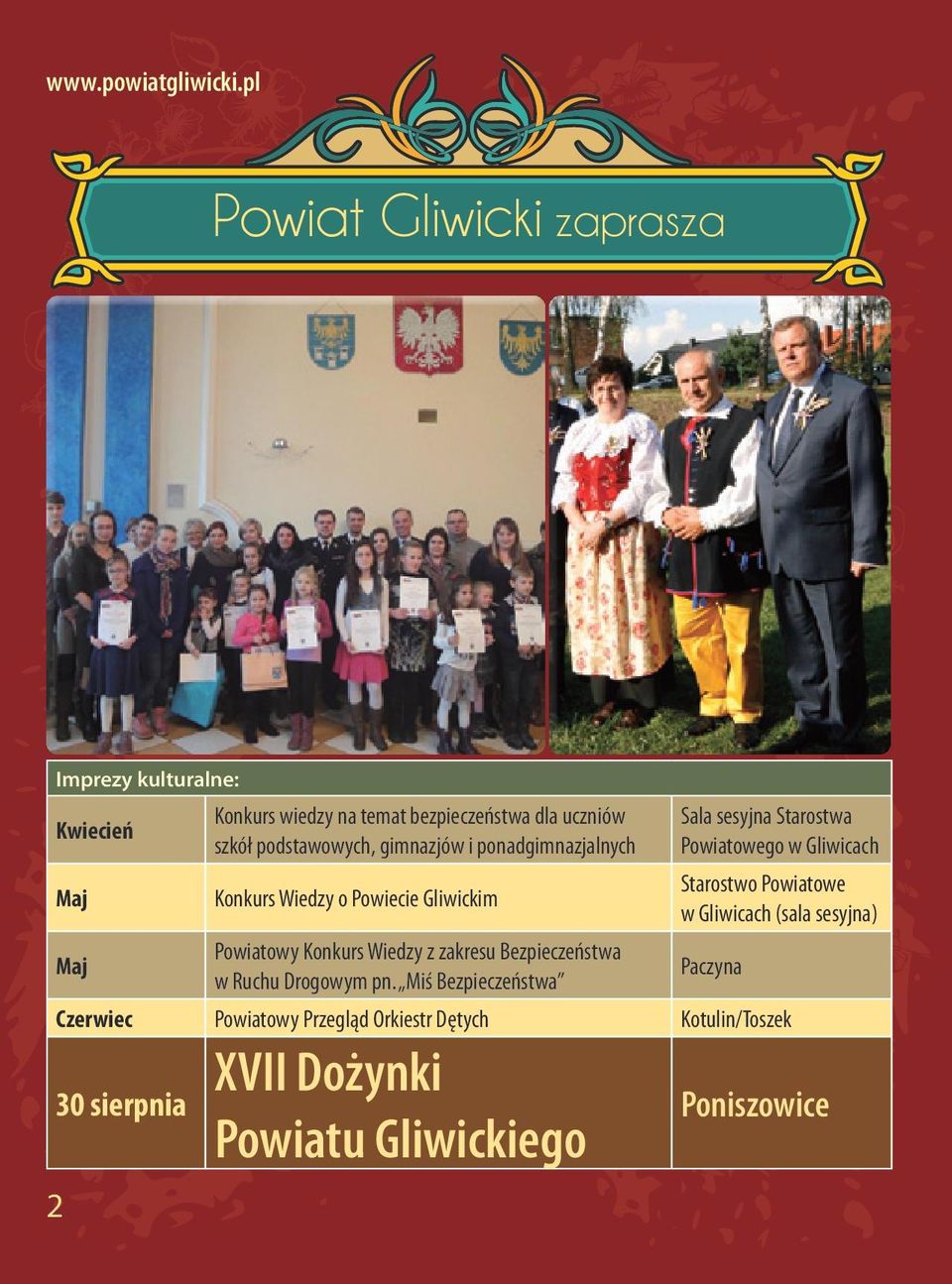 podstawowych, gimnazjów i ponadgimnazjalnych Konkurs Wiedzy o Powiecie Gliwickim Powiatowy Konkurs Wiedzy z zakresu Bezpieczeństwa w