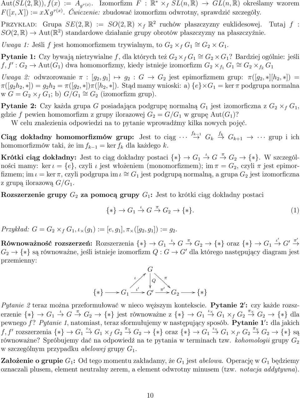 Uwaga 1: Jeśli f jest homomorfizmem trywialnym, to G 2 f G 1 = G2 G 1. Pytanie 1: Czy bywają nietrywialne f, dla których też G 2 f G 1 = G2 G 1?