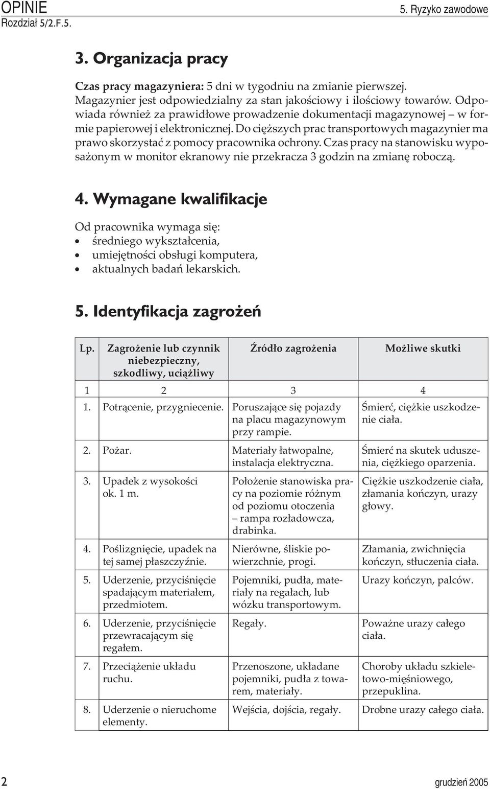 Czas pracy na stanowisku wyposa onym w monitor ekranowy nie przekracza 3 godzin na zmianê robocz¹. 4.