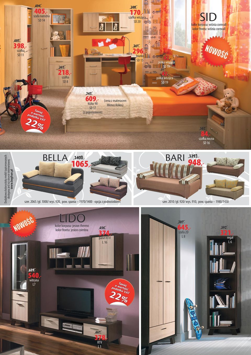 BELLA 1393 BARI 948 1400 1065 szer. 2065 /gł. 1000/ wys. 920, pow.