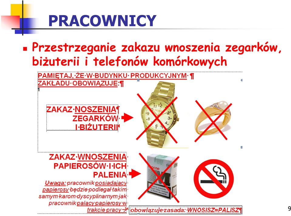 wnoszenia zegarków,