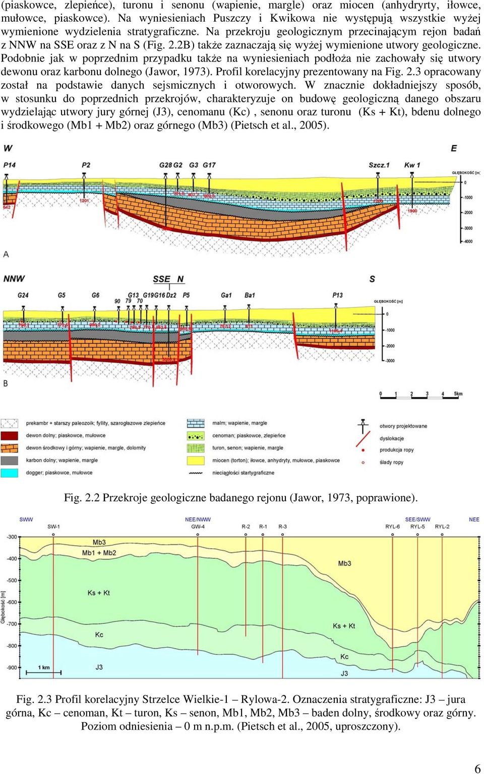 2B) takŝe zaznaczają się wyŝej wymienione utwory geologiczne. Podobnie jak w poprzednim przypadku takŝe na wyniesieniach podłoŝa nie zachowały się utwory dewonu oraz karbonu dolnego (Jawor, 1973).