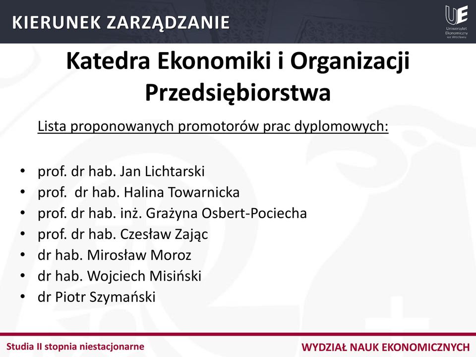 dr hab. inż. Grażyna Osbert-Pociecha prof. dr hab. Czesław Zając dr hab.