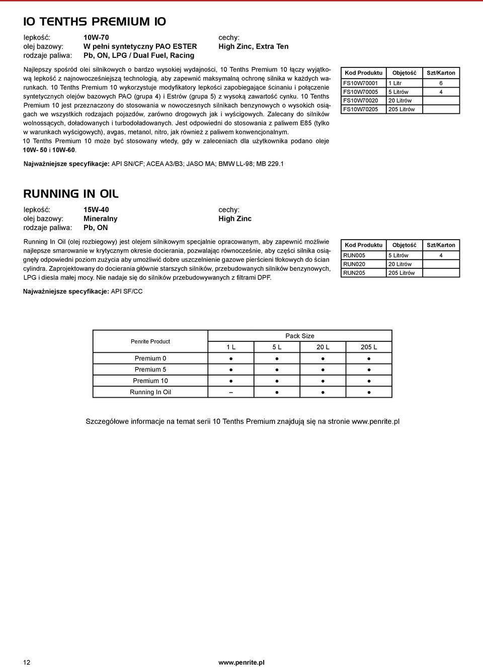 10 Tenths Premium 10 wykorzystuje modyfikatory lepkości zapobiegające ścinaniu i połączenie syntetycznych olejów bazowych PAO (grupa 4) i Estrów (grupa 5) z wysoką zawartość cynku.