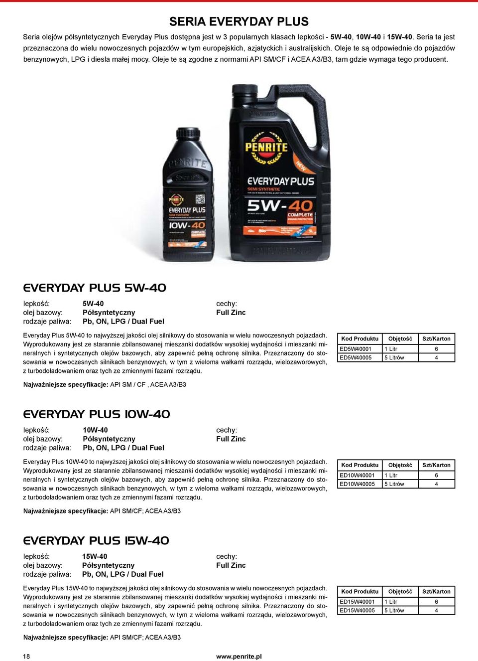Oleje te są zgodne z normami API SM/CF i ACEA A3/B3, tam gdzie wymaga tego producent.