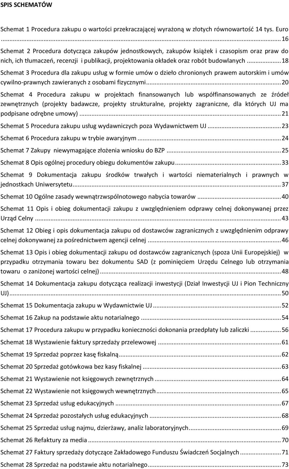 .. 18 Schemat 3 Procedura dla zakupu usług w formie umów o dzieło chronionych prawem autorskim i umów cywilno-prawnych zawieranych z osobami fizycznymi.