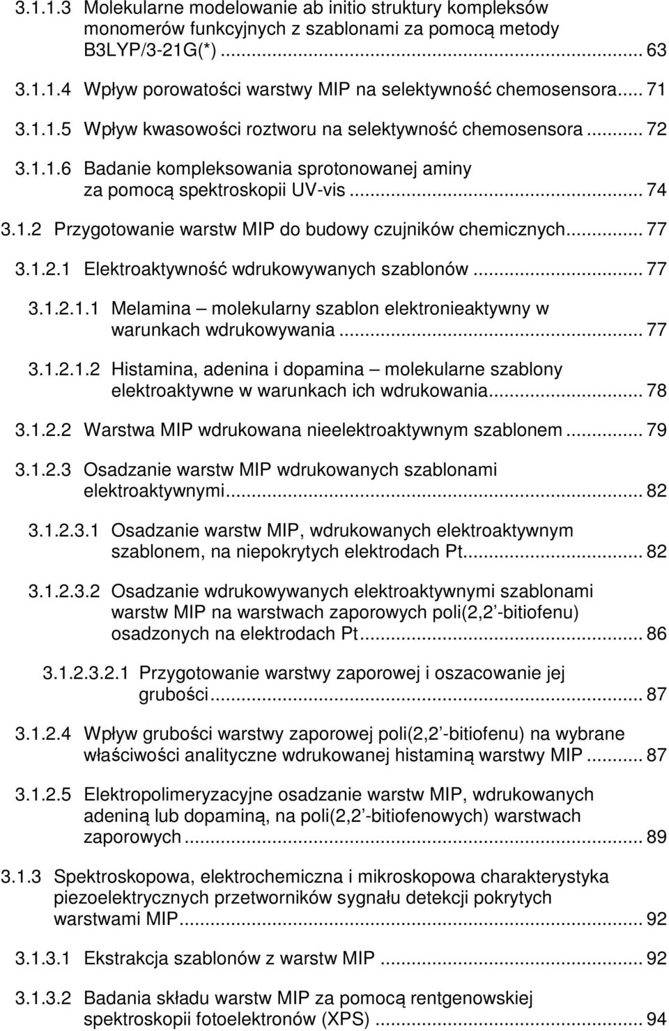 .. 77 3.1.2.1 Elektroaktywność wdrukowywanych szablonów... 77 3.1.2.1.1 Melamina molekularny szablon elektronieaktywny w warunkach wdrukowywania... 77 3.1.2.1.2 Histamina, adenina i dopamina molekularne szablony elektroaktywne w warunkach ich wdrukowania.
