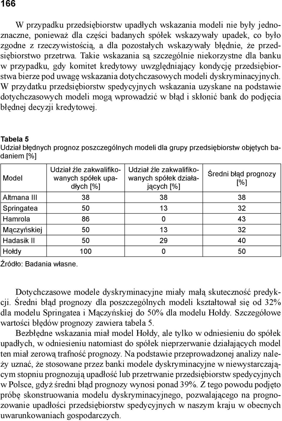 Takie wskazania są szczególnie niekorzystne dla banku w przypadku, gdy komitet kredytowy uwzględniający kondycję przedsiębiorstwa bierze pod uwagę wskazania dotychczasowych modeli dyskryminacyjnych.