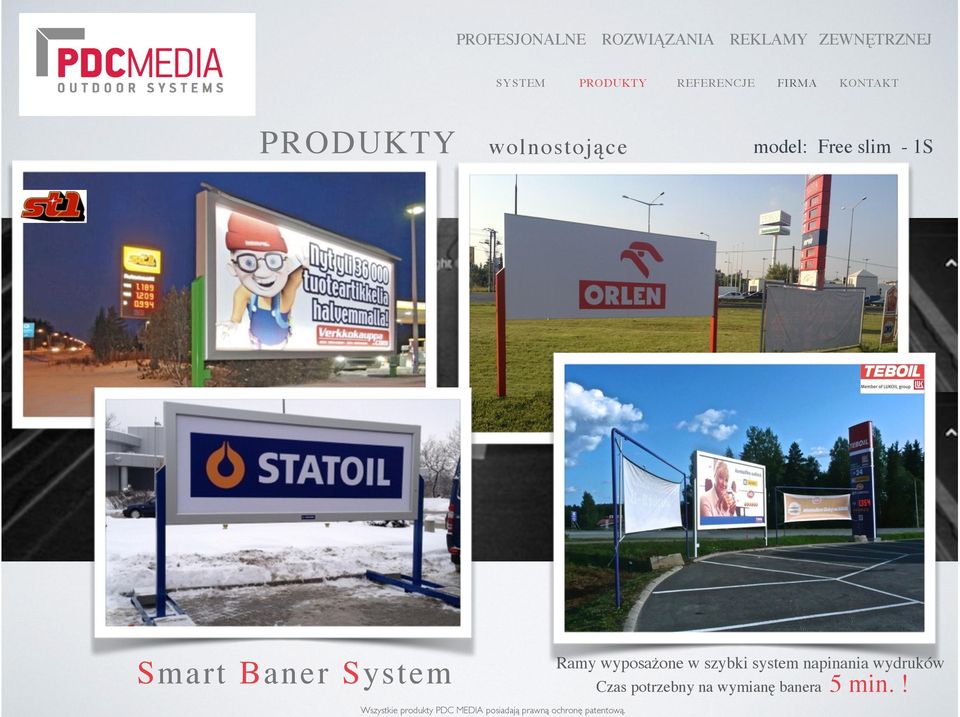 Baner System Ramy wyposażone w szybki system