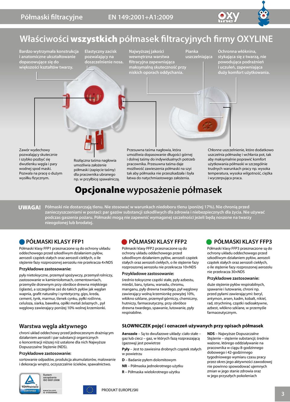 Najwyższej jakości Pianka wewnętrzna warstwa uszczelniająca filtracyjna zapewniająca maksymalną skuteczność przy niskich oporach oddychania.